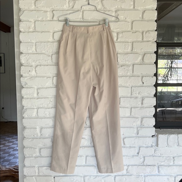VINTAGE Liz Sport High Waisted 90s Wide Leg Pleated Trouser Pant in Cream, 2P - Picture 4 of 5